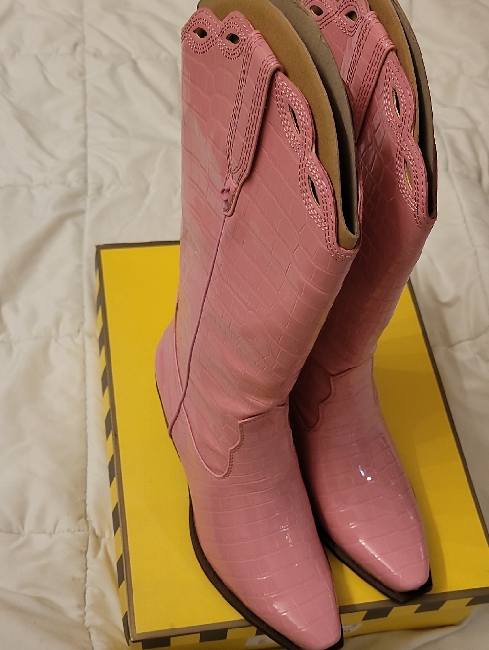 Women's Pink Jill Croc-Embossed Western Boots By Circus, NY